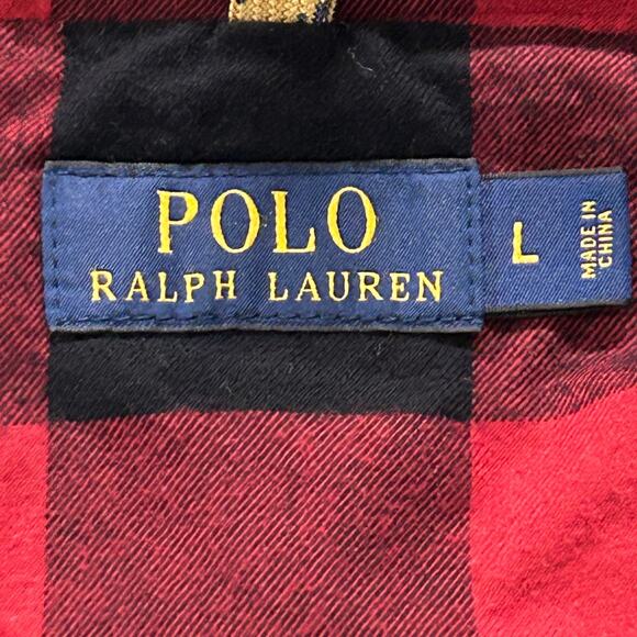 Polo Ralph Lauren Field Coat Parka Mens Large Green Full Zip Snap Plaid Jacket - Picture 9 of 12
